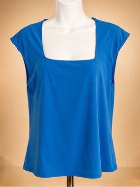 White House Black Market FORME Blue Square-Neck Sleeveless Top